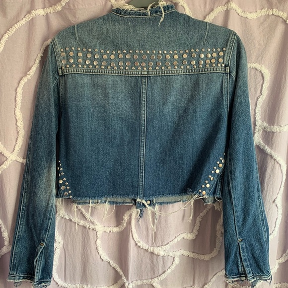 FRAME distressed cropped stud jacket - Picture 4 of 4